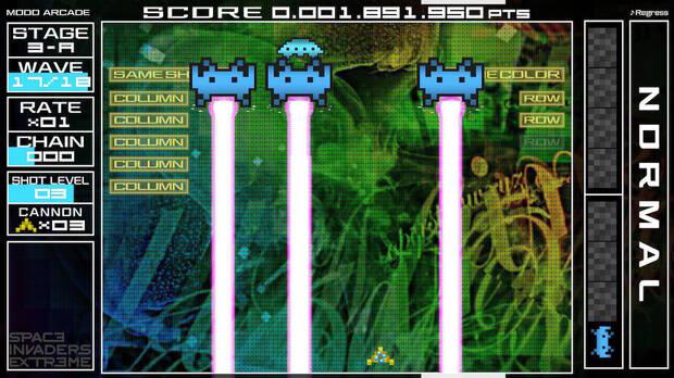 Sin ser nada del otro mundo, estéticamente es una obra muy vistosa gracias a la gran cantidad de efectos especiales que podemos contemplar durante cada partida, sobre todo en 'Space Invaders Extreme'.