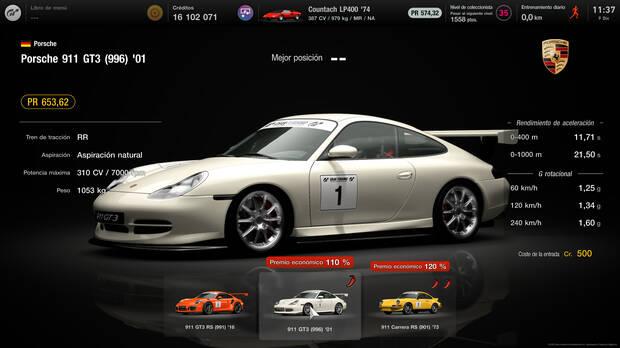 No podrás llevar los vehículos de tu garaje: aquí tienes tres coches predefinidos, con más o menos potencia (y según esto, el premio económico será mejor o peor).