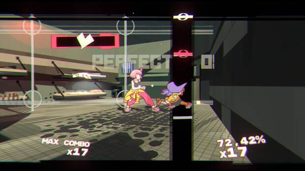 En los combates contra personajes, hay que tocar la nota (superior o inferior) con precisión, lo que se complica porque la interfaz se mueve.