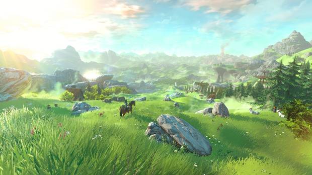 La primera imagen que vimos del nuevo Zelda nos permitía hacernos una buena idea del tamaño de su mundo y del cuidado puesto en el paisaje.