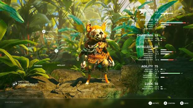 Un vistazo al editor, que además de modificar el aspecto, cambia los valores de salud, fuerza y mucho más.