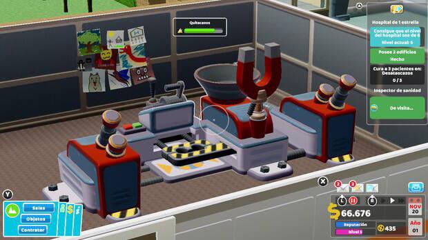 La atención al detalle, un aspecto que subirá la reputación de nuestro hospital, es muy importante en el videojuego. ¡Mirad los dibujos de la pared!
