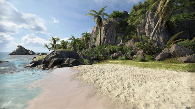 Uno de los mapas más amplios nos permite navegar entre islas en un escenario paradisiaco. O al menos lo es hasta que te cruzas con los mercenarios.