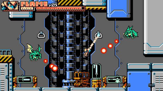 Flame puede balancearse como si estuvieramos en 'Castlevania' (o 'Flinthook').