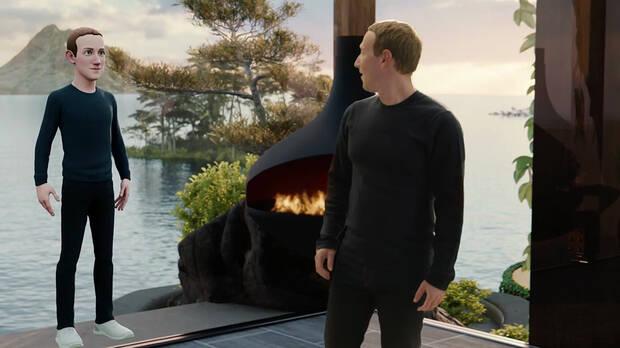 Mark Zuckerberg junto a su avatar del metaverso en la conferencia Facebook Connect 2021.