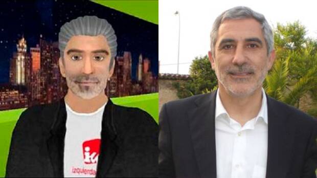 El político Gaspar Llamazares y su avatar en Second Life.