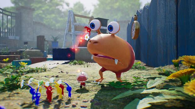 Los Pikmin son nuestra mejor arma para enfrentarnos a enemigos como este Bulborb.