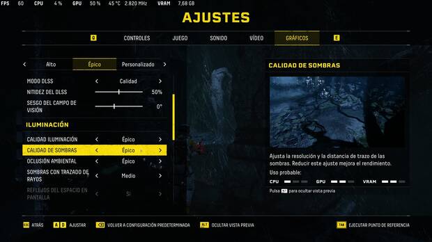 Un curioso grfico nos permite saber cunto consume de nuestro PC cada aspecto visual de Returnal.