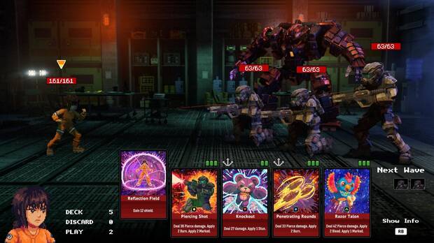 Algunas cartas tienen un número de usos limitados por combate, así que debemos gestionarlas bien durante las oleadas.