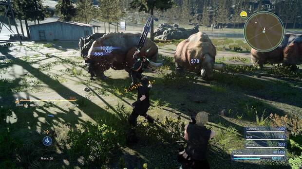 Controlas a Noctis, aunque puedes dar órdenes al grupo.