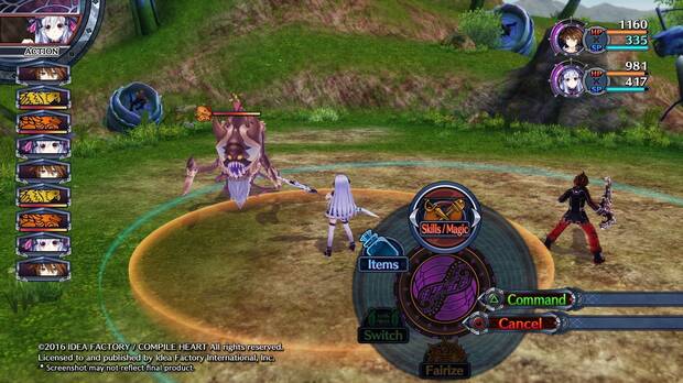 El sistema recuerda al de la saga Neptunia. Ahora puedes llevar más personajes al campo de batalla.