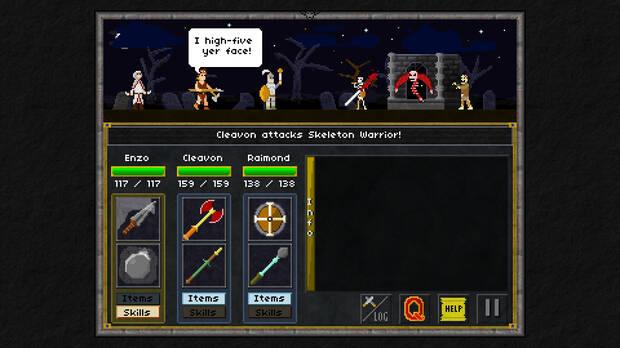 Desde su subtítulo a multitud de diálogos, Pixel Heroes realiza multitud de bromas y guiños.