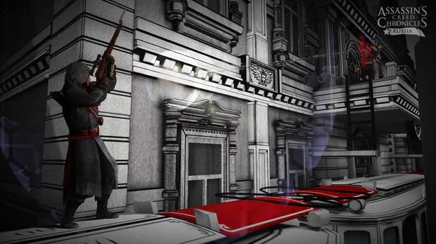 Cada juego de la trilogía cuenta con un diseño artístico diferente, el de 'Assassin’s Creed Chronicles: Rusia' como podéis ver en la imagen es muy particular.