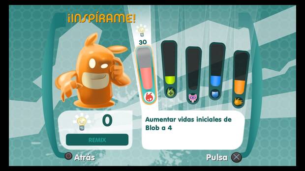 A medida que progresamos es posible ir potenciando las habilidades de Blob en varias reas distintas.