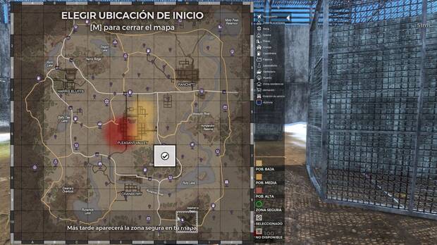 En la sala de espera de la partida podremos acceder al mapa y escoger la zona de aterrizaje.