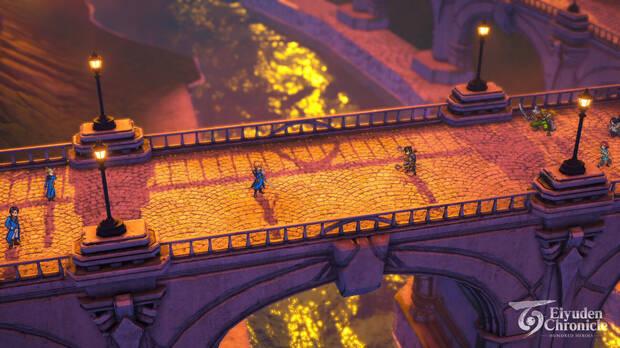 La mezcla entre el estilo convencional de los JRPG con elaborados escenarios es uno de los aspectos más llamativos de Eiyuden.