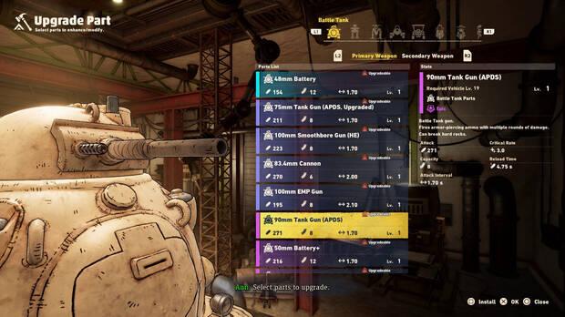 Podemos equipar los vehículos con otras piezas y armas, también de los enemigos caídos en combate.