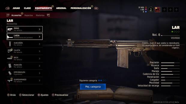 Mejoras armas es un proceso satisfactorio y que te llevar� bastante tiempo.