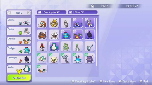 Podemos guardar varios equipos y usar una opción para que se generen automáticamente nuevas composiciones.