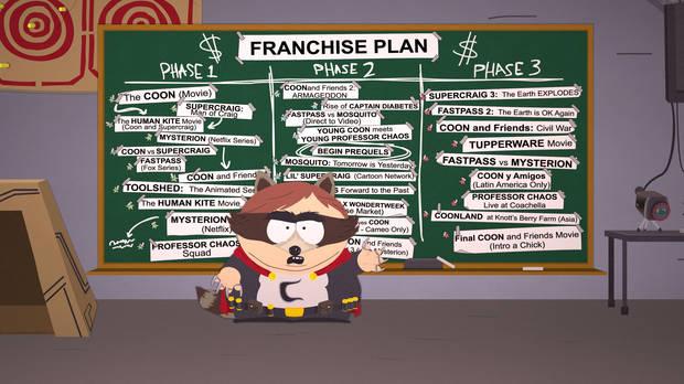 Cartman nos explica su ambicioso plan para convertir las aventuras de su equipo de superhéroes en una franquicia millonaria.