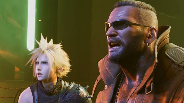 La reacción de Cloud y Barret al enterarse del final del juego.