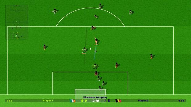 La perspectiva cenital, un clásico en los videojuegos de fútbol más clásicos.