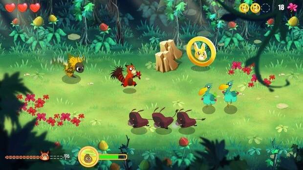 Podemos jugar con nuestros amigos, uno controlando a Rakoo mediante el mando GamPad y el resto a sus colegas con los Wiimote.