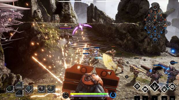 Súbditos, progresión de personajes durante la partida, dos equipos de cinco jugadores frente a frente, un mapa dividido en tres calles defendidas con torretas... Sí, Paragon es puro MOBA.