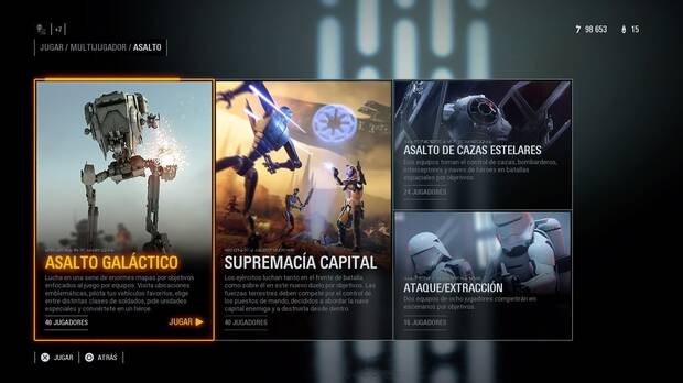 'Battlefront II' ofrece modos para un jugador, cooperativos, competitivos… Desde modos para 40 jugadores a otros más reducidos, con batallas terrestres y estelares.