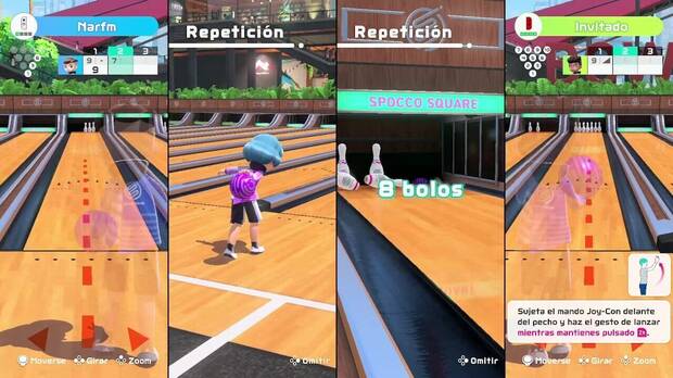 Si tenemos cuatro Joy-Con podemos jugar a los bolos con otros tres jugadores simultáneamente.