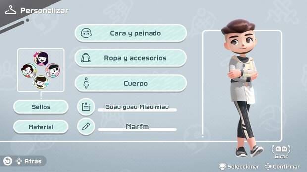 Podemos personalizar el avatar de distintas maneras y conseguir sellos para comunicarnos en el modo en línea participando en este.
