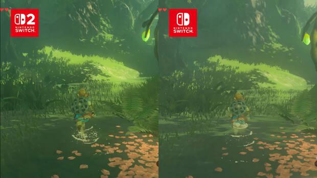 La tasa de imágenes es mucho más fluida en escenarios complicados como el bosque Kolog de Zelda: Breath of the Wild.