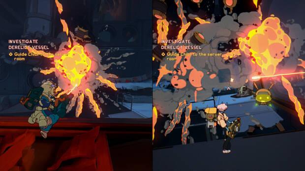 Con frecuencia, la colaboraci�n se basa en influir de alg�n modo en la sala donde est� el otro jugador, a la que el otro no puede acceder.