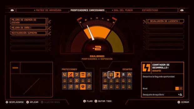 Estos modificadores suavizan -o complican- la dificultad. Debes dejar la aguja en la zona equilibrada, aunque existe una opci�n que quita el requisito de usar desaf�os.