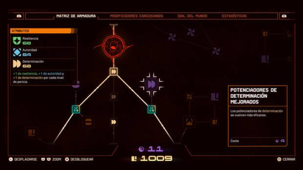 El �rbol de habilidades te proporciona mejoras permanentes. Ten en cuenta que hay una limitaci�n dependiendo del jefe que no has superado.