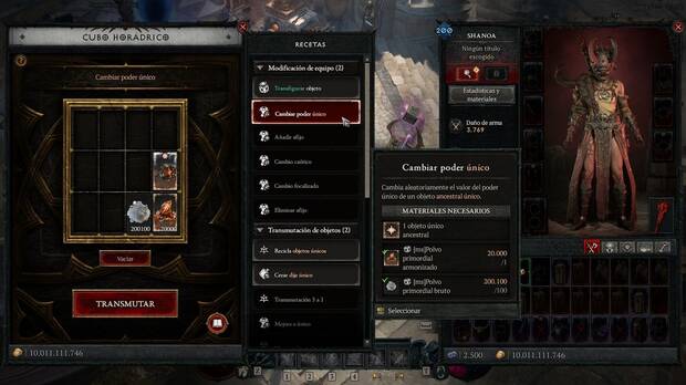 El Cubo Hor�drico cuenta con una gran cantidad de recetas para que modifiquemos nuestro equipo.