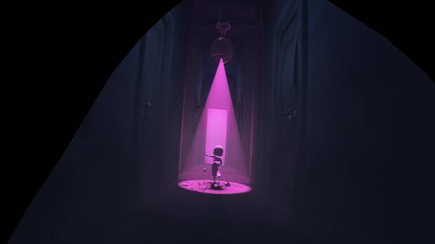 La c�mara limita nuestra visi�n para simular que llevamos la misma capucha que Dark Six.
