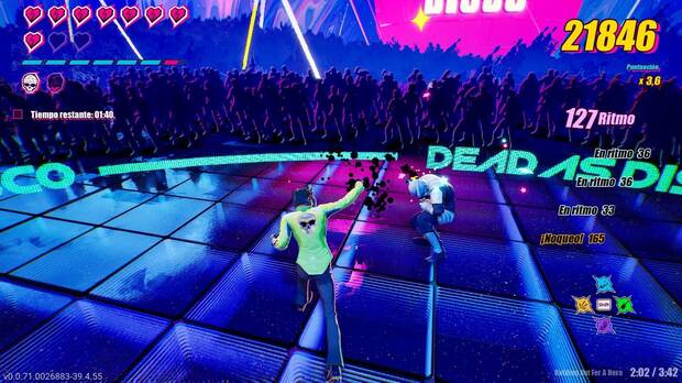 La combinaci�n de combates beat �em up y ritmo funciona de f�bula y resulta divertid�sima.