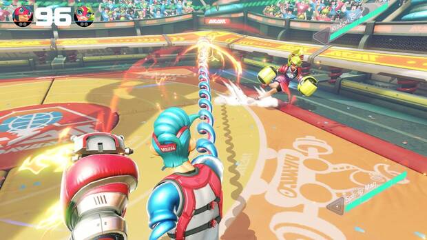 Los brazos extensibles de los personajes son los grandes protagonistas en los combates de 'ARMS'.