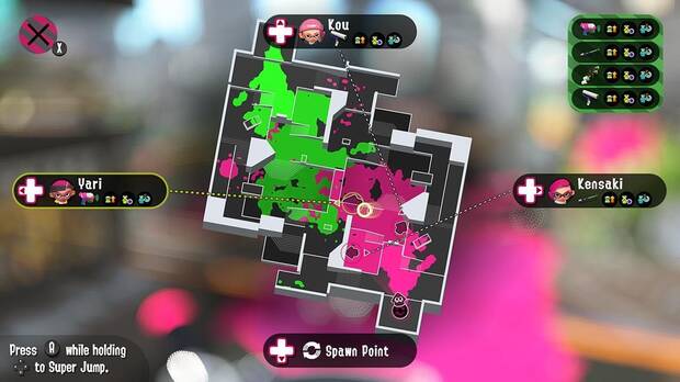 Al contar únicamente con una sola pantalla en esta nueva versión de Splatoon, podremos activar el mapa en pantalla en cualquier momento mediante el botón X.
