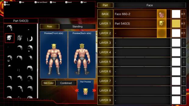 El editor de superestrellas es uno de los puntos más fuertes del juego dándonos posibilidades casi infinitas a la hora de crear nuestro luchador o luchadora personalizados.