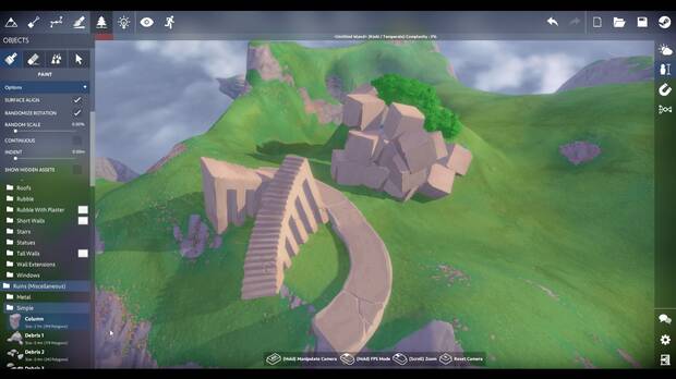 Island Creator pone a nuestra disposición multitud de herramientas para diseñar islas voladoras.