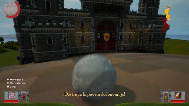 Para destrozar el castillo de los oponentes tenemos que guiar a unas rocas gigantes por trazados como el que veis. Se requiere de bastante precisin y cierta habilidad.