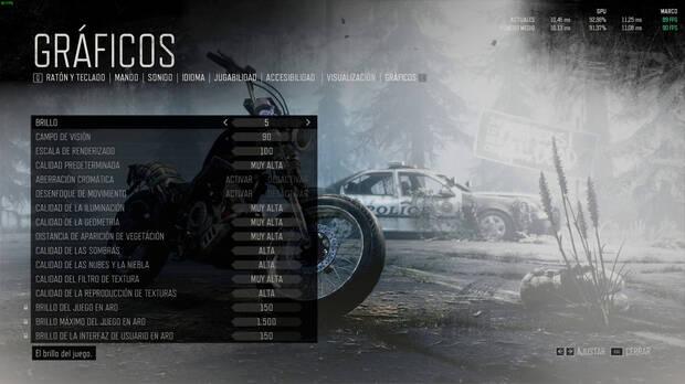 En las opciones gráficas y de visualización tenemos una herramienta de análisis que estima los fps a los que funcionará el juego.