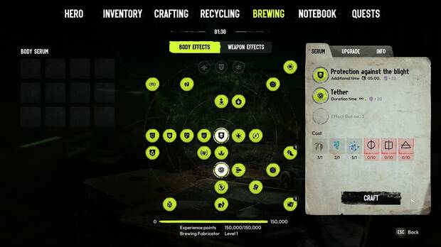La creación del SERUM será clave y podremos fabricar el suero con diferentes propiedades y modificadores.