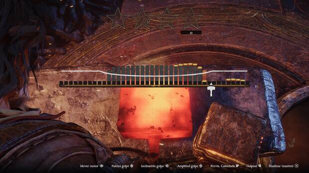 Parece simple, pero el minijuego de moldear el metal para forjar las armas es muy completo y adictivo. Si queremos volver a forjar un mismo tipo de arma, podemos omitirlo para que sea de la calidad mxima que hayamos conseguido con anterioridad.