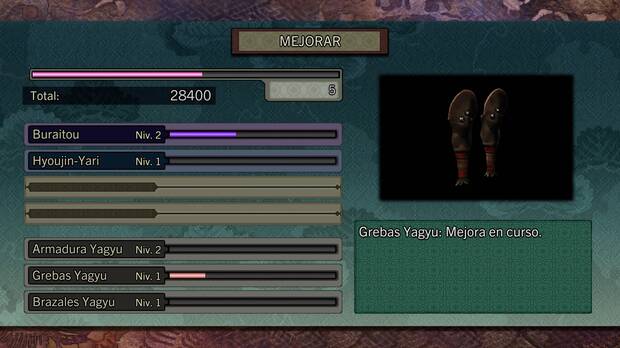 A medida que obtenemos orbes, podemos subir el rango de nuestras armas y equipamiento con un cierto estilo RPG.