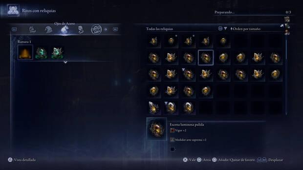 Tras un puñado de partidas acabamos con un montón de reliquias que no sirven de mucho, pero se pueden vender.