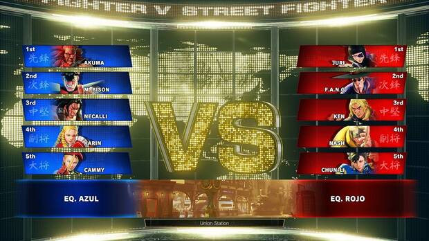 Selecciona a tus cinco mejores personajes y lucha contra otro jugador o la CPU. Por ahora no hay juego online en batalla por equipos.