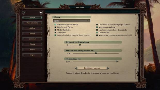 Podemos configurar la experiencia del juego, la rapidez, la interfaz y un sinfín de elementos en las opciones.